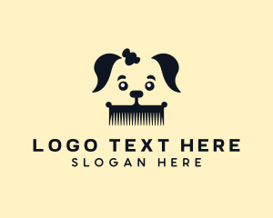 Pet Salon - Puppy Grooming Comb logo design