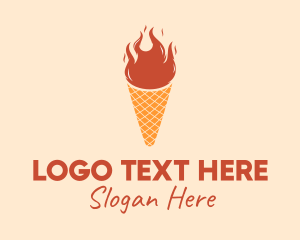 Cone - Fire Ice Cream logo design