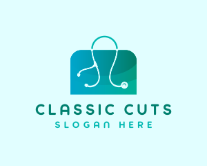 Stethoscope Medical Shopping logo design