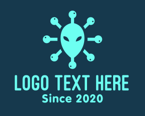 Negative Space - Alien Head Virus logo design