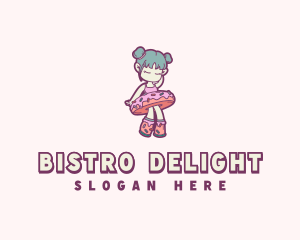 Donut Girl Cartoon logo design