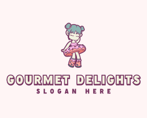 Donut Girl Cartoon logo design