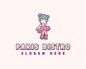 Donut Girl Cartoon logo design