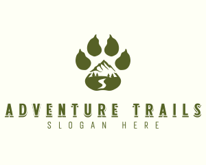 Adventure Paw Print Mountain logo design