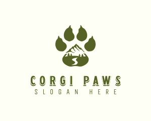 Adventure Paw Print Mountain logo design