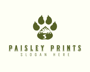 Adventure Paw Print Mountain logo design