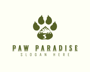 Adventure Paw Print Mountain logo design