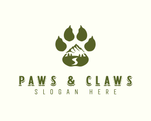 Adventure Paw Print Mountain logo design