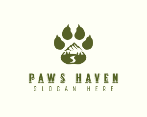 Adventure Paw Print Mountain logo design