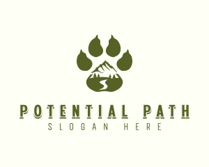 Adventure Paw Print Mountain logo design