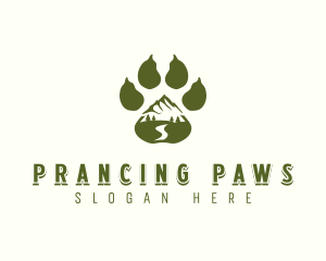 Adventure Paw Print Mountain logo design