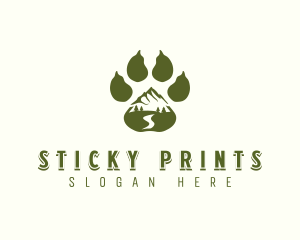 Adventure Paw Print Mountain logo design