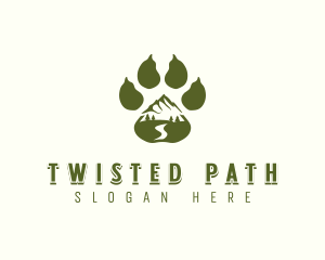 Adventure Paw Print Mountain logo design