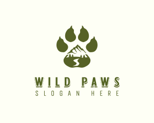 Adventure Paw Print Mountain logo design