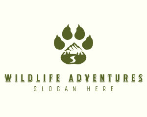 Adventure Paw Print Mountain logo design