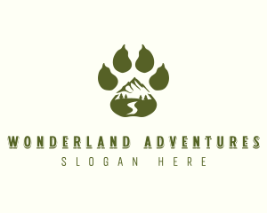 Adventure Paw Print Mountain logo design