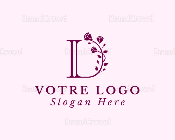 Rose Flower Boutique Letter D Logo