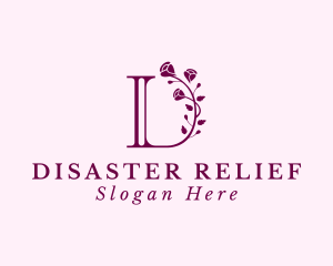 Rose Flower Boutique Letter D logo design