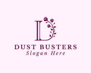 Rose Flower Boutique Letter D logo design