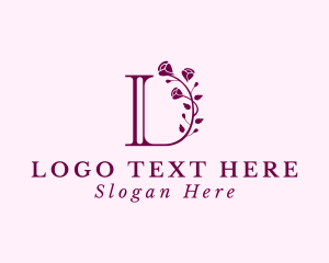 Wedding - Rose Flower Boutique Letter D logo design