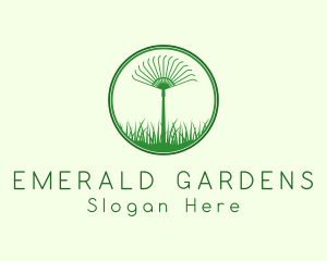 Rake Lawn Garden Tool logo design