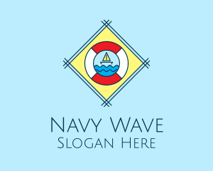 Navy - Sail Boat Lifebuoy logo design