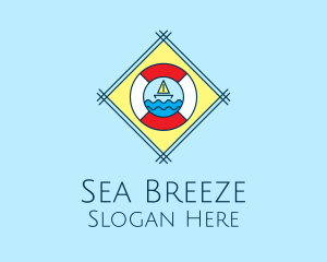 Sail Boat Lifebuoy  logo design
