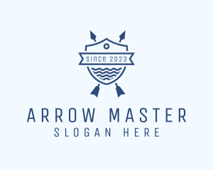 Archery - Arrow Ocean Water Shield logo design