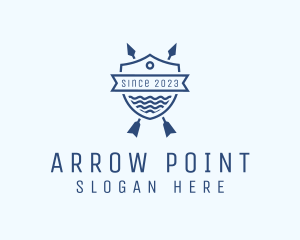 Archery - Arrow Ocean Water Shield logo design