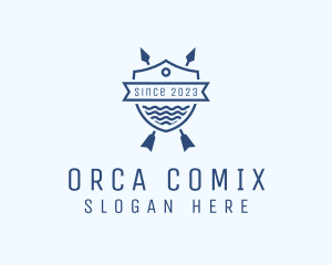 Arrow Ocean Water Shield logo design