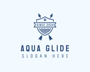 Paddleboard - Arrow Ocean Water Shield logo design