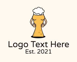 Draft Beer - Lady Beer Glass logo design