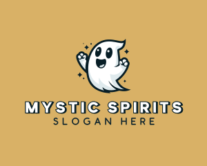 Paranormal - Smiling Halloween Ghost logo design