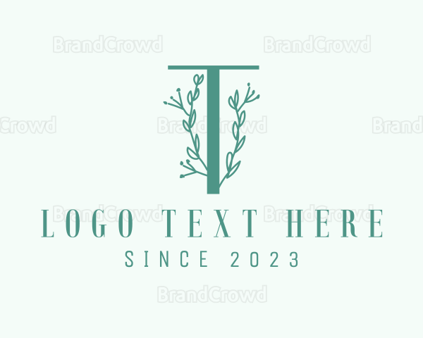 Vine Plant Letter T Logo