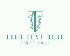 Farm - Vine Plant Letter T logo design