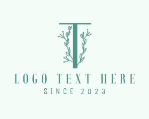 Flower - Vine Plant Letter T logo design