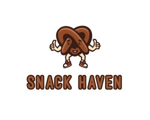 Pretzel Thumb Cartoon logo design