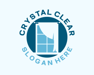 Window Cleaning - Blue Window Drapery logo design