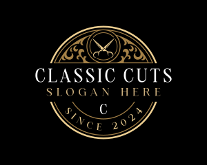 Barbershop Groomer Scissors logo design