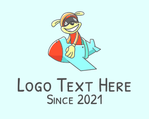 Preschooler - Dog Airplane Pilot logo design