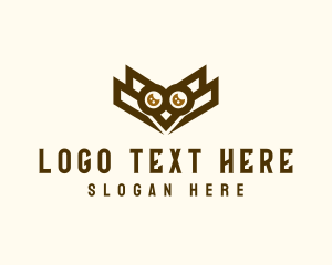 Flying - Geometric Owl Head logo design