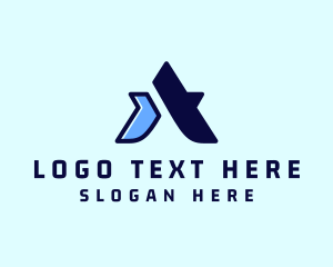 Futuristic - Blue Startup Letter A logo design