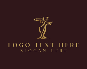 Gold - Botanical Beauty Tree Woman logo design