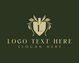 Floral Landscaping Shovel Logo