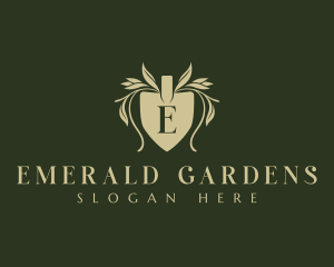 Floral Landscaping Shovel logo design