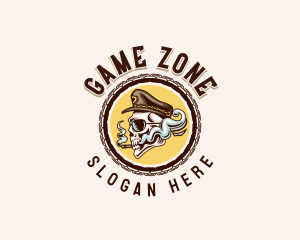 Smoking Skull Captain logo design