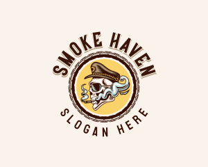 Smoking Skull Captain logo design