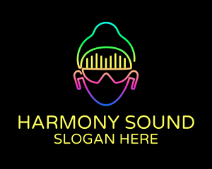 Music - Neon Music DJ logo design