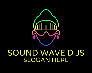 Dj - Neon Music DJ logo design