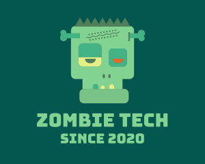 Zombie - Spooky Frankenstein Head logo design